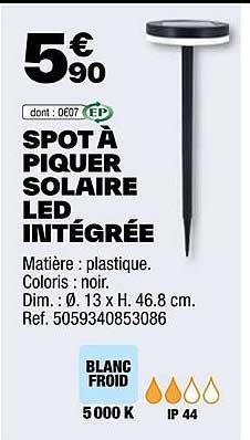 spot à piquer solaire led intégrée