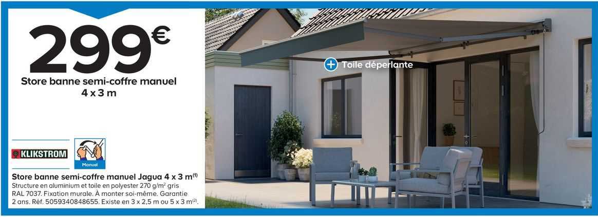 store banne semi-coffre manuel jagua 4 x 3 m