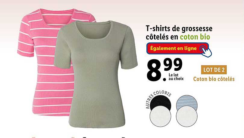 T-shirts De Grossesse Côtelés En Coton Bio