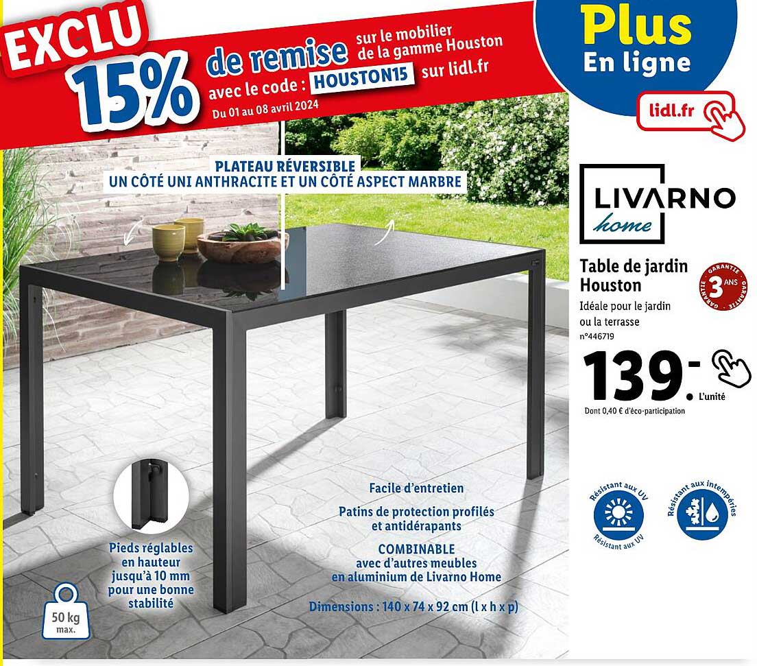 table de jardin houston