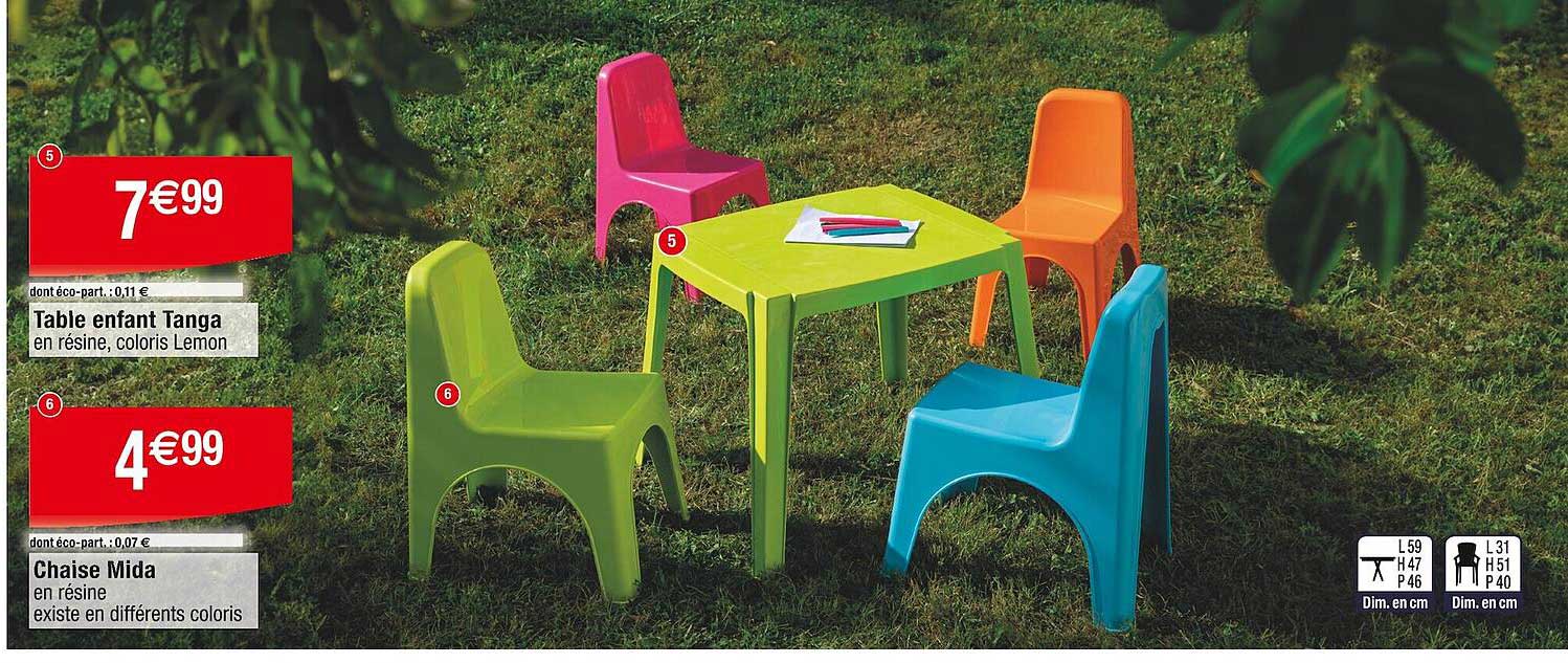 table enfant tanga chaise mida