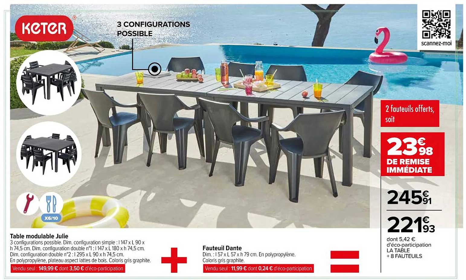 Table Modulable Juilie + Fauteuil Dante