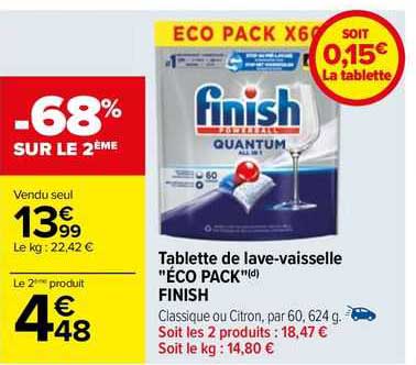 tablette de lave-vaisselle "éco pack" finish