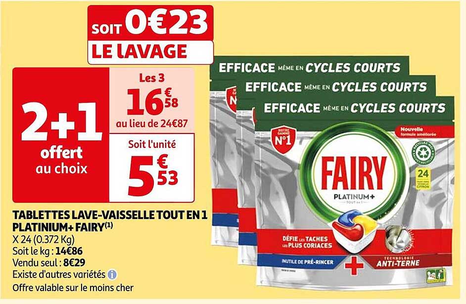 tablettes lave-vaisselle tout en 1 platinium+ fairy