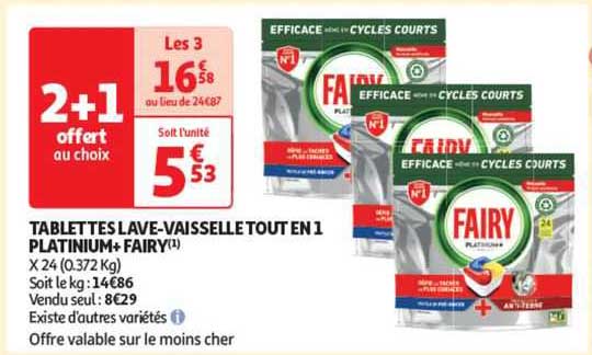 tablettes lave-vaisselle tout en 1 platinium+ fairy