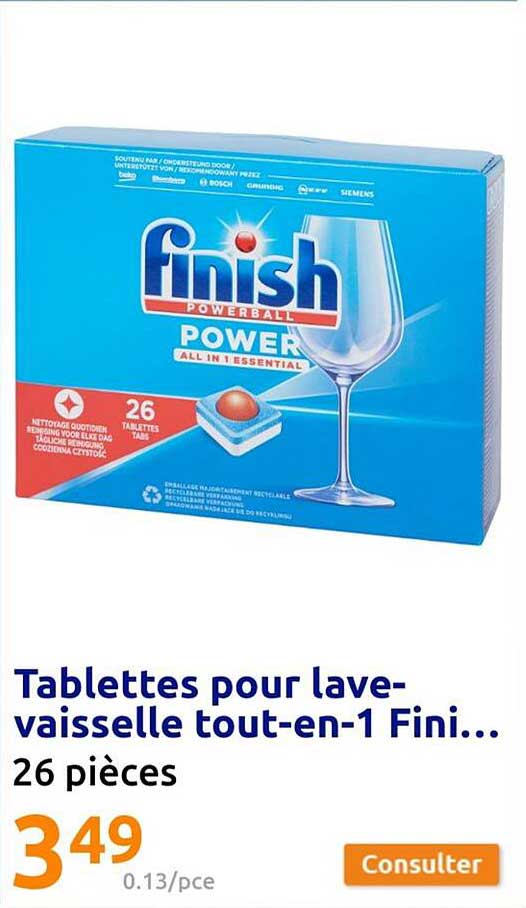 tablettes pour lave-vaisselle tout-en-1 finish
