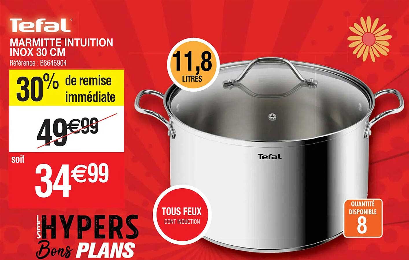 Tefal Marmitte Intuition Inox 30 Cm