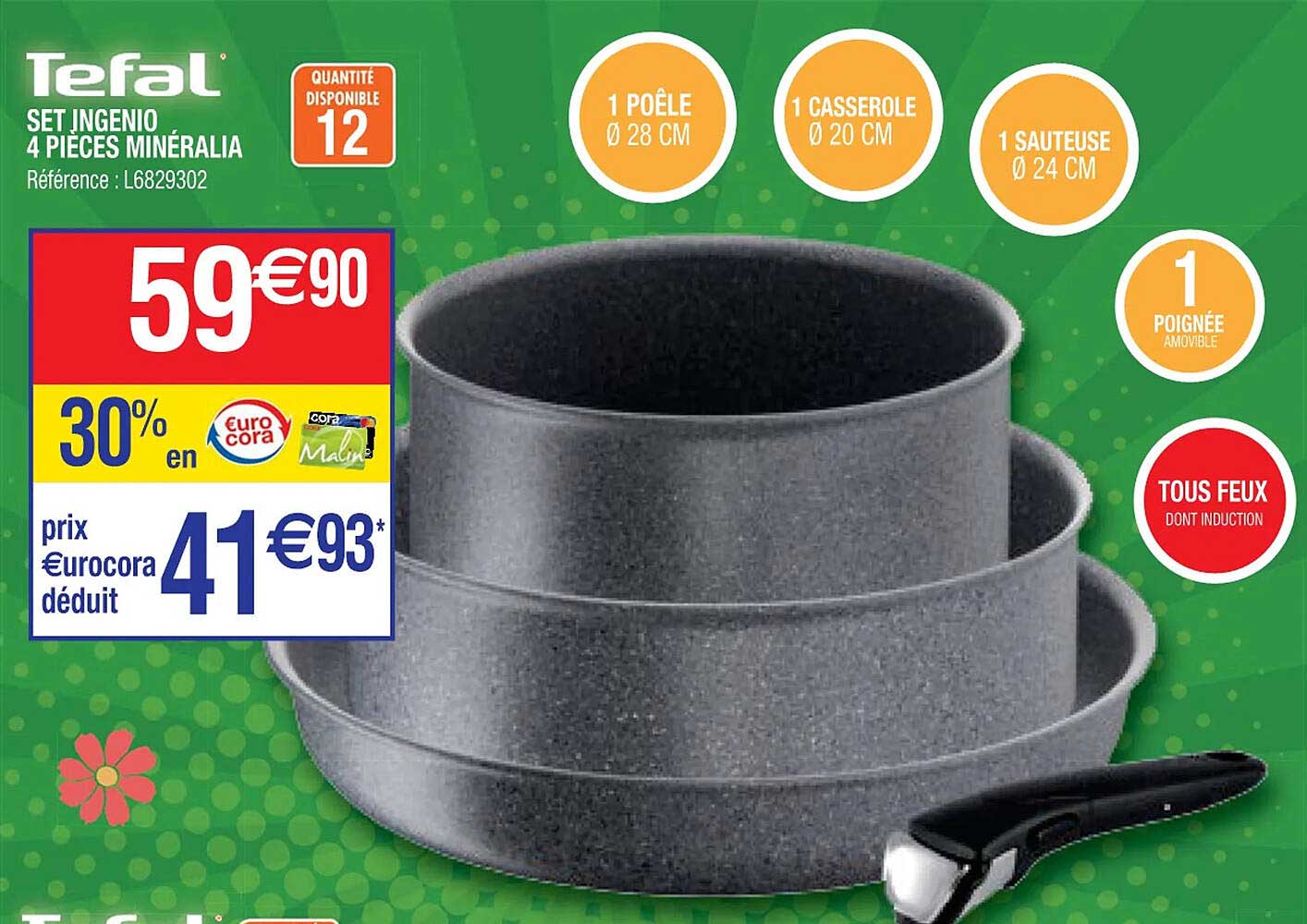 tefal set ingenio 4 pièces minéralia