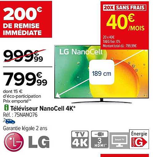 Téléviseur NanoCell 4k Lg 189 Cm