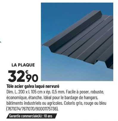 tôle acier galva laqué nervuré