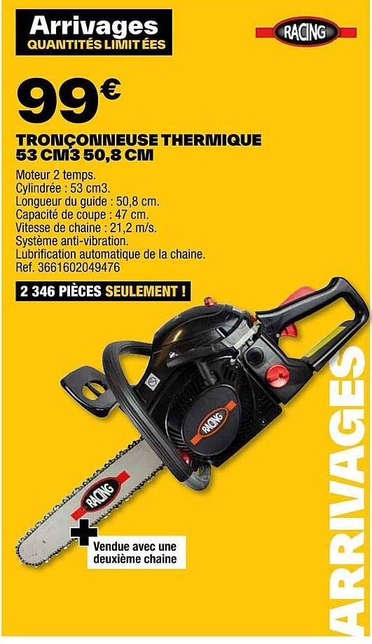 tronçonneuse thermique 53 cm3 50,8 cm racing