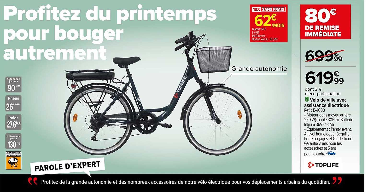 vélo de ville avec assistance électrique toplife