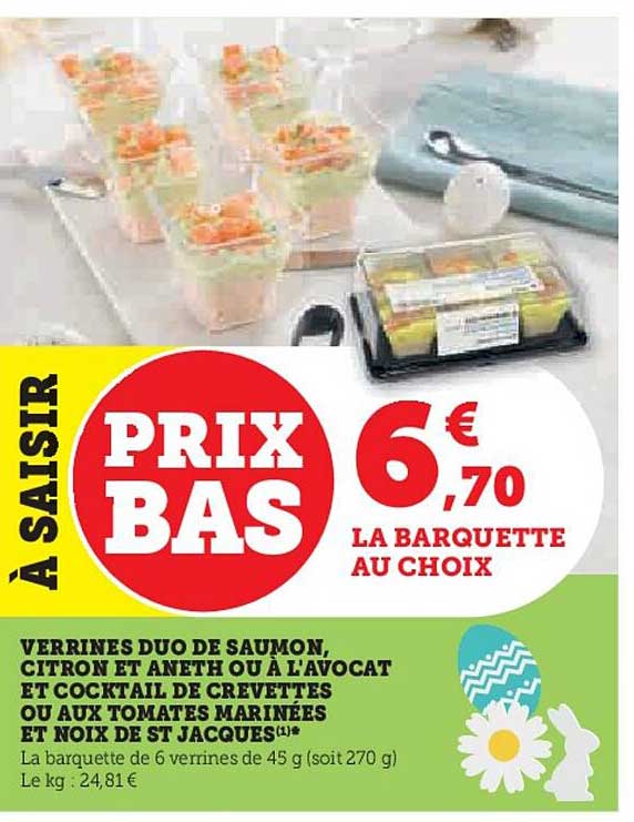 verrines duo de saumon, citron et aneth ou à l'avocat et cocktail de crevettes ou aux tomates marinées et noix de st jacques