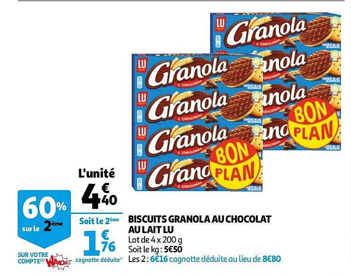 Biscuits Granola Au Chocolat Au Lait Lu