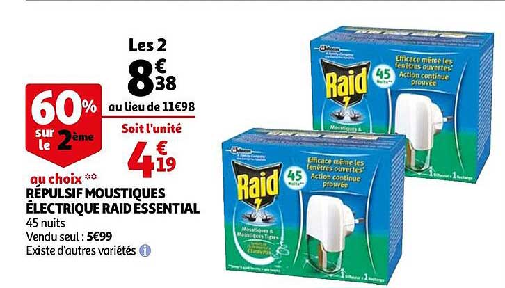 Répulsif Moustiques électrique Raid Essential