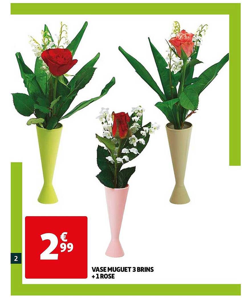 vase muguet 3 brins + 1 rose
