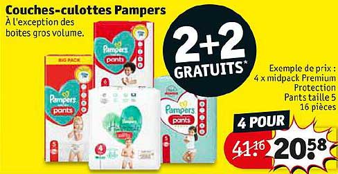 couches-culottes pampers 2+2 gratuits