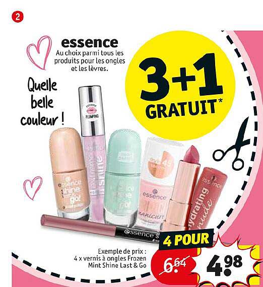 essence 4 x vernis à ongles frozen mint shine last & go