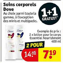 soins corporels dove 1+1 gratuit