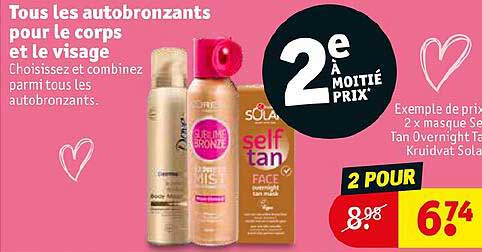 tous les autobronzants pour le corps et le visage