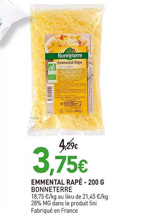 Emmental Râpé Bonneterre - 200 G