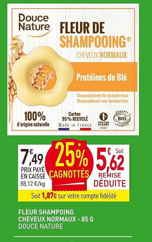 Fleur Shampoing Cheveux Normaux Douce Nature - 85 G
