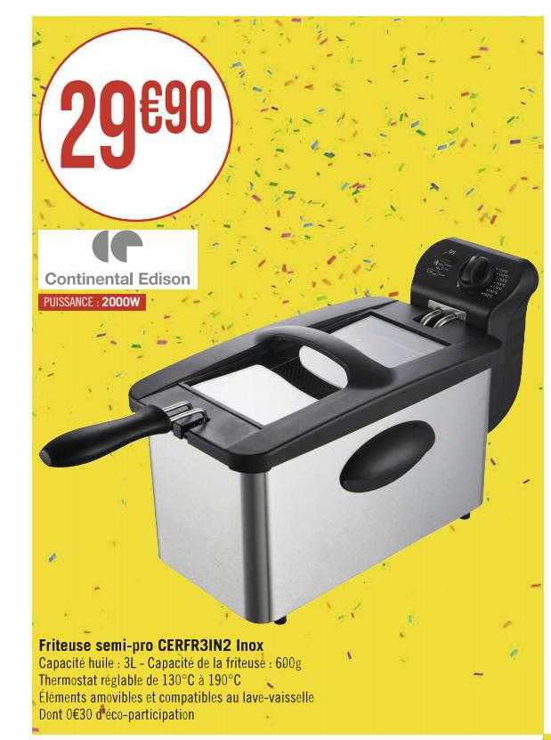 Friteuse Semi-pro Cerfr3in2 Inox Continental Edison