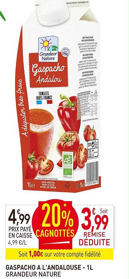 gaspacho à l'andalouse grandeur nature - 1l
