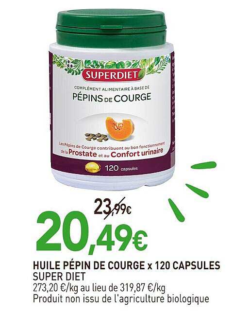 huile pépin de courge x 120 capsules super diet