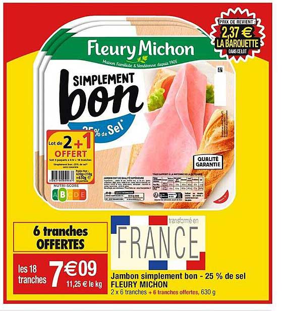 jambon simplement bon -25% de sel fleury michon