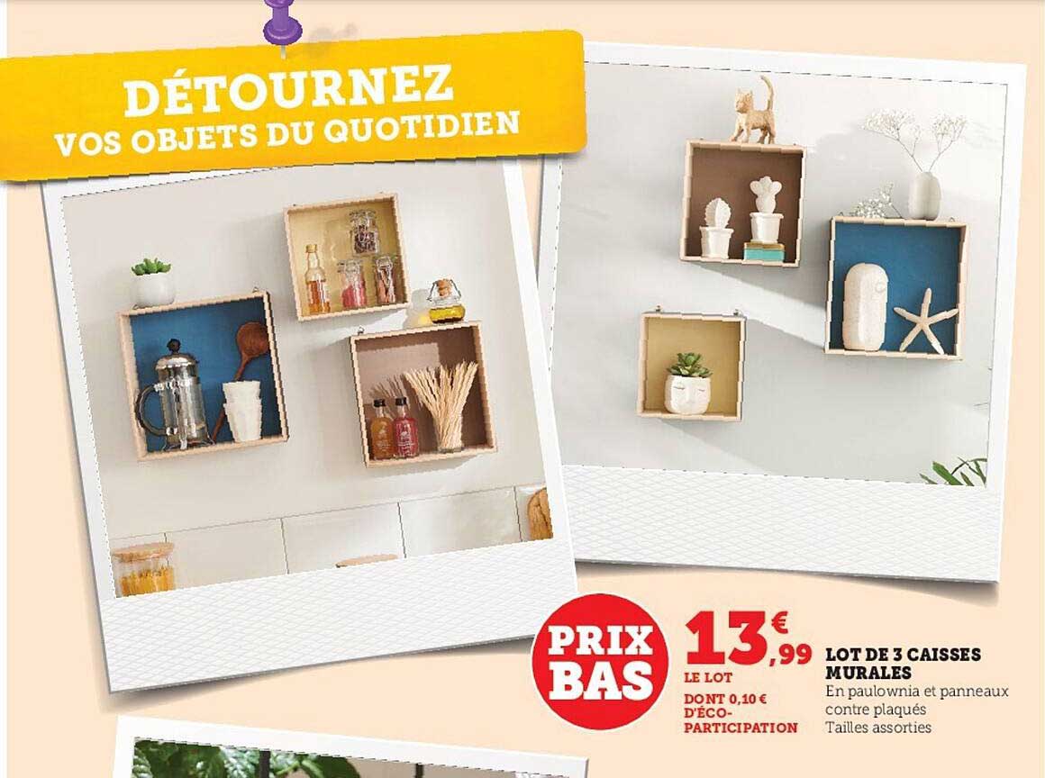 Lot De 3 Caisses Murales