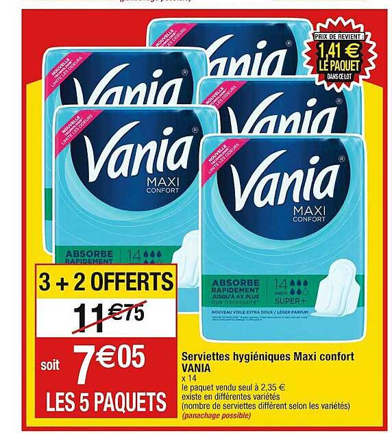 serviettes hygiéniques maxi confort vania