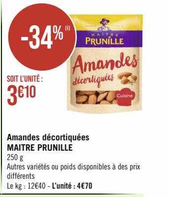amandes décortiquées maître prunille