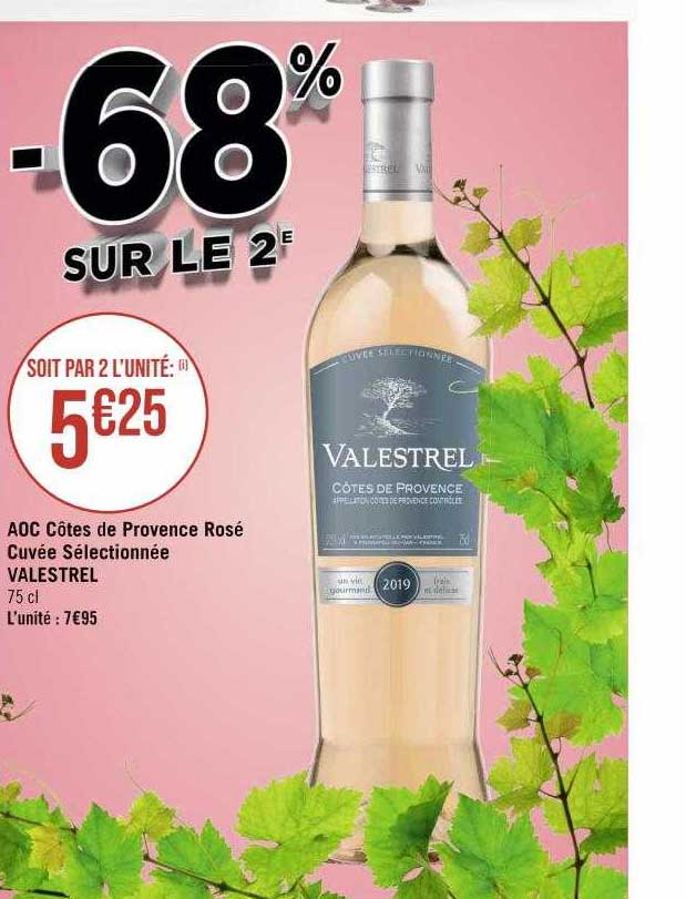 aoc côtes de provence rosé cuvée sélectionnée valestrel