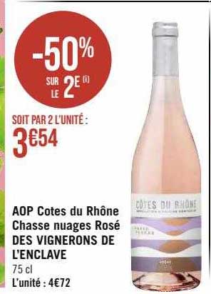 aop côtes du rhône chasse nuages rosé des vignerons de l'enclave