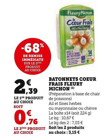 bâtonnets cœur frais fleury michon