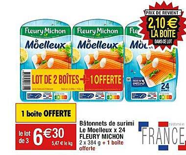 bâtonnets de surimi le moelleux x 24 fleury michon