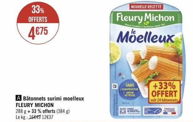 bâtonnets surimi moelleux fleury michon