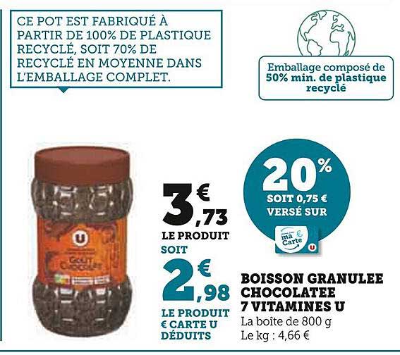 boisson granulée chocolatée 7 vitamines u