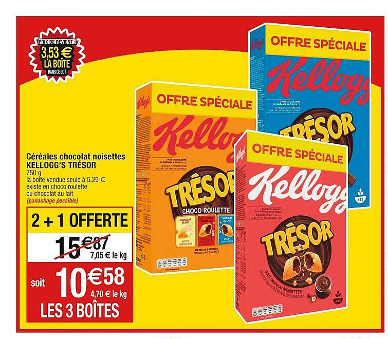 Céréales Chocolat Noisettes Kellogg's Trésor