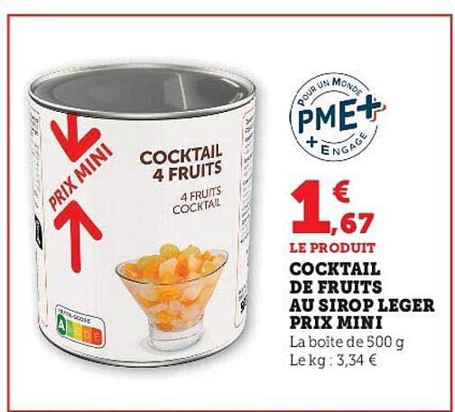 cocktail de fruits au sirop léger prix mini