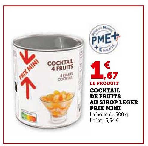 cocktail de fruits au sirop léger prix mini