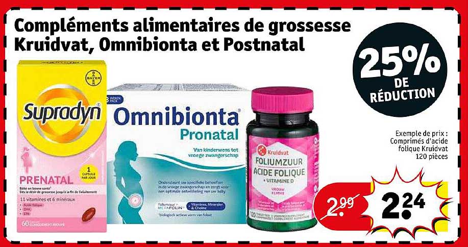 compléments alimentaires de grossesse kruidvat, omnibionta et postnatal