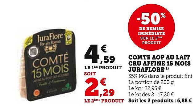 Comté Aop Au Lait Cru Affiné 15 Mois Juraflore