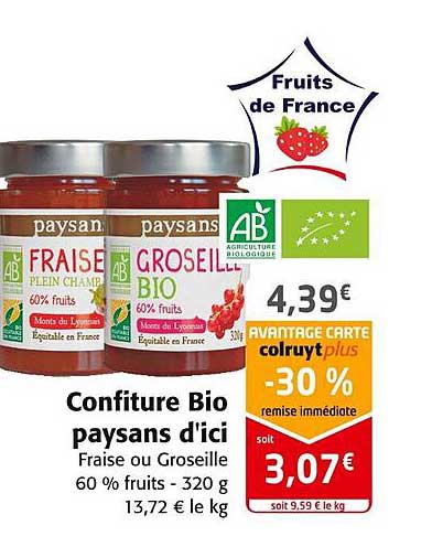confiture bio paysans d'ici