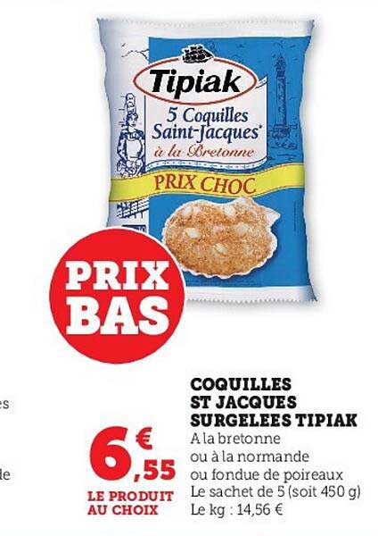 coquilles st jacques surgelées tipiak