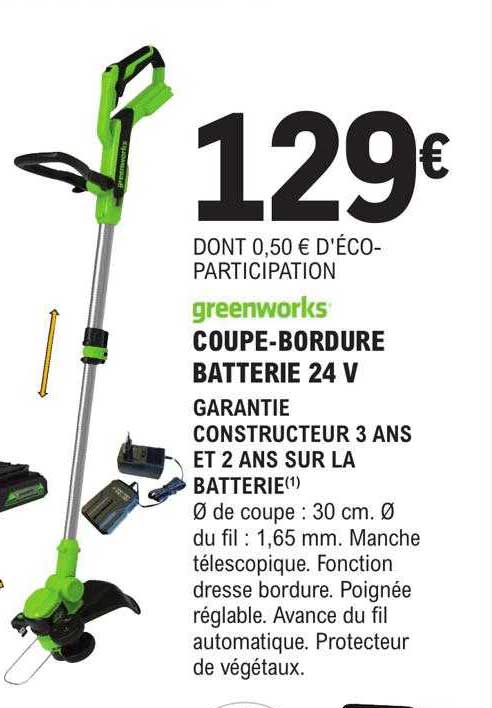 coupe-bordure batterie 24v greenworks
