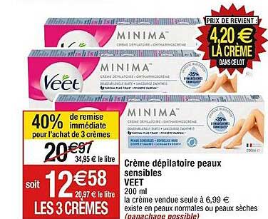 crème dépilatoire peaux sensibles veet