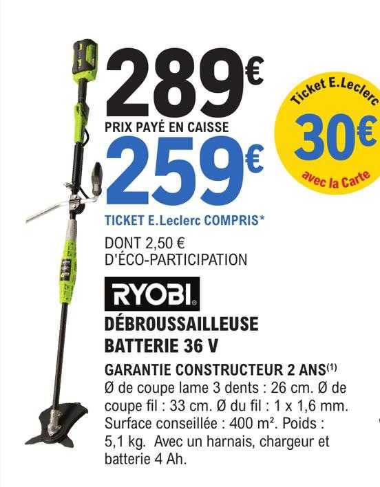 débroussailleuse batterie 36v ryobi