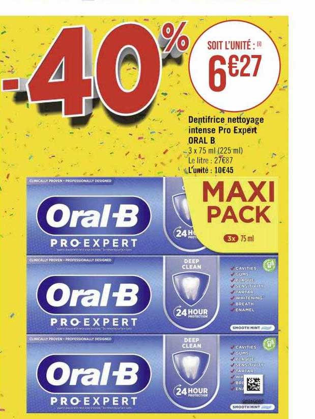 dentifrice nettoyage intense pro expert oral b